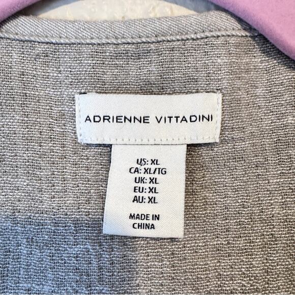 Adrienne Vittadini Grey Linen Blazer Jacket Womens XL Casual Lagenlook Basic - Picture 3 of 9